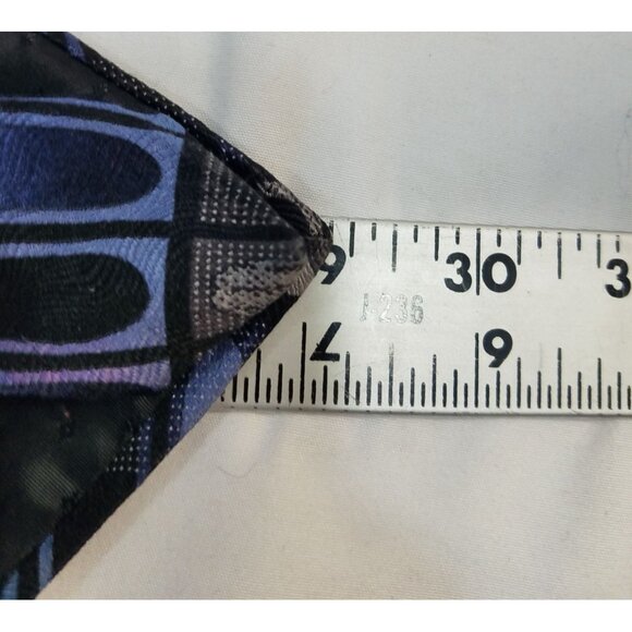 Mosaic Mens Necktie Handmade Silk Tie Blue Gray Geometric Cathedral Window - Picture 8 of 8